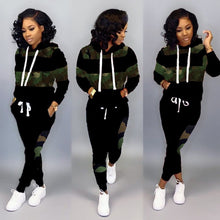Load image into Gallery viewer, Woman Tracksuit Early Spring Autumn Leopard Pathwork Hoodies Long Sleeve Sweatshirt Sports Outfits Pant Two Pieces Set Women Set