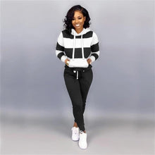 Load image into Gallery viewer, Woman Tracksuit Early Spring Autumn Leopard Pathwork Hoodies Long Sleeve Sweatshirt Sports Outfits Pant Two Pieces Set Women Set