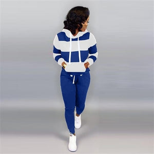 Woman Tracksuit Early Spring Autumn Leopard Pathwork Hoodies Long Sleeve Sweatshirt Sports Outfits Pant Two Pieces Set Women Set