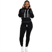 Load image into Gallery viewer, Woman Tracksuit Early Spring Autumn Leopard Pathwork Hoodies Long Sleeve Sweatshirt Sports Outfits Pant Two Pieces Set Women Set