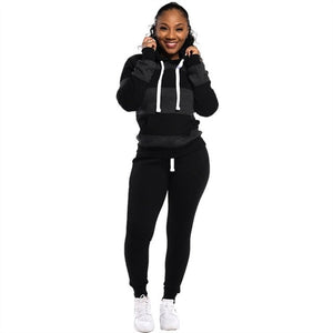 Woman Tracksuit Early Spring Autumn Leopard Pathwork Hoodies Long Sleeve Sweatshirt Sports Outfits Pant Two Pieces Set Women Set