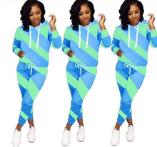 Load image into Gallery viewer, Woman Tracksuit Early Spring Autumn Leopard Pathwork Hoodies Long Sleeve Sweatshirt Sports Outfits Pant Two Pieces Set Women Set