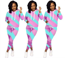 Load image into Gallery viewer, Woman Tracksuit Early Spring Autumn Leopard Pathwork Hoodies Long Sleeve Sweatshirt Sports Outfits Pant Two Pieces Set Women Set
