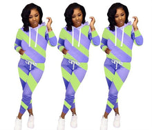 Load image into Gallery viewer, Woman Tracksuit Early Spring Autumn Leopard Pathwork Hoodies Long Sleeve Sweatshirt Sports Outfits Pant Two Pieces Set Women Set