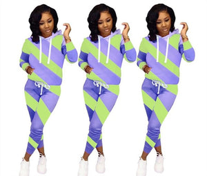 Woman Tracksuit Early Spring Autumn Leopard Pathwork Hoodies Long Sleeve Sweatshirt Sports Outfits Pant Two Pieces Set Women Set
